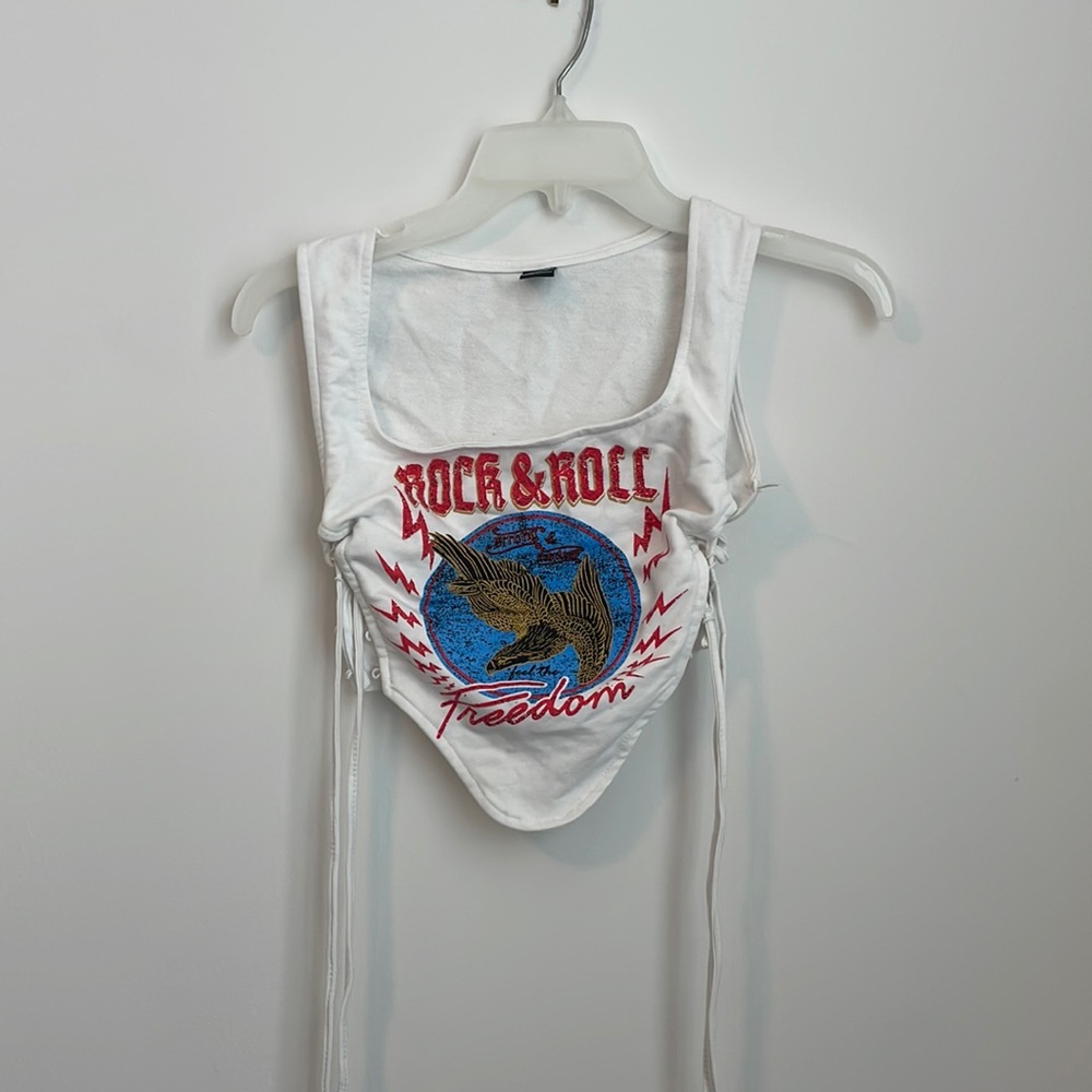 SHEIN Rock & Roll Crop Top with Side Boob Detail